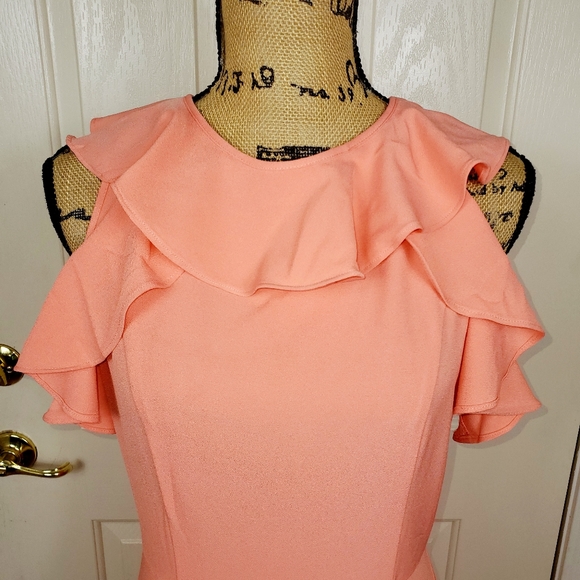 NICOLE MILLER STUDIO Ruffle Cold Shoulder Dress  - Picture 9 of 10